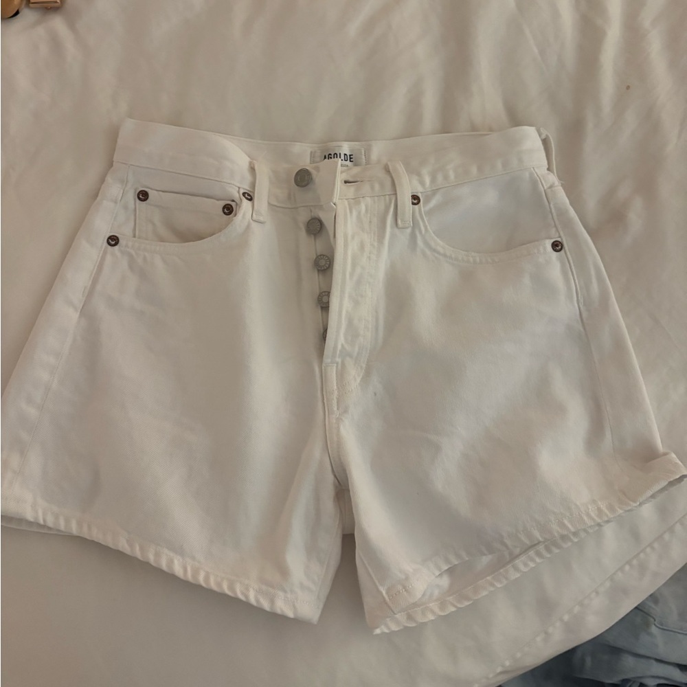 Agolde White Jean Shorts